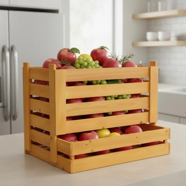 Melko Holzkiste Vorratskiste Kartoffelkiste Universalkiste Obst Aufbewahrungskiste (großzügiges Fassungsvermögen, Kein Kondenswasser, kein Hitzestau – ideal für frische Vorratshaltung), Multifunktionale Nutzung – Bild 3