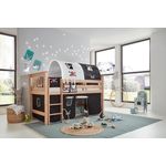Relita 'Kick' Halbhochbett natur, inkl. Textilset 2-er Tunnel, Vorhang und Tasche 'Pirat'
