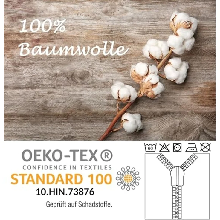 JACK Bettwäsche 135x200cm Sterne Braun Beige Offwhite, Biber, 2 teilig, tolles winterliches Sternendesign – Bild 5