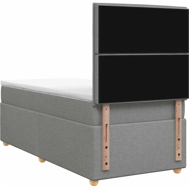 vidaXL Boxspringbett mit Matratze Hellgrau 90 x 190 cm Stoff 3453767 – Bild 8