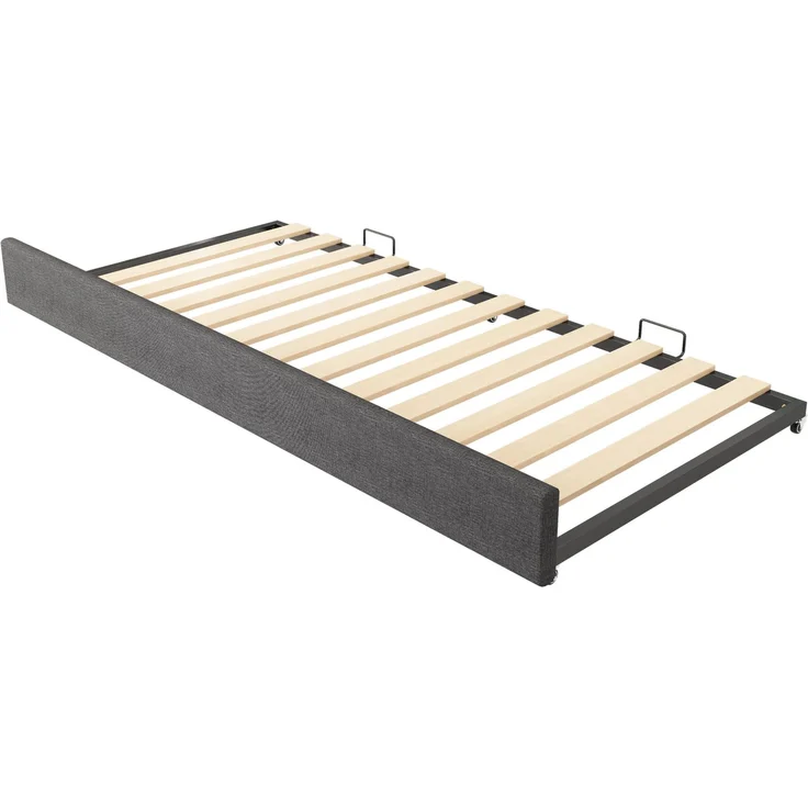 CHICFURN Ausziehbett 90/180x190 cm Leinen Grau mit Ausziehbett und abnehmbarer Frontbegrenzung – Bild 9