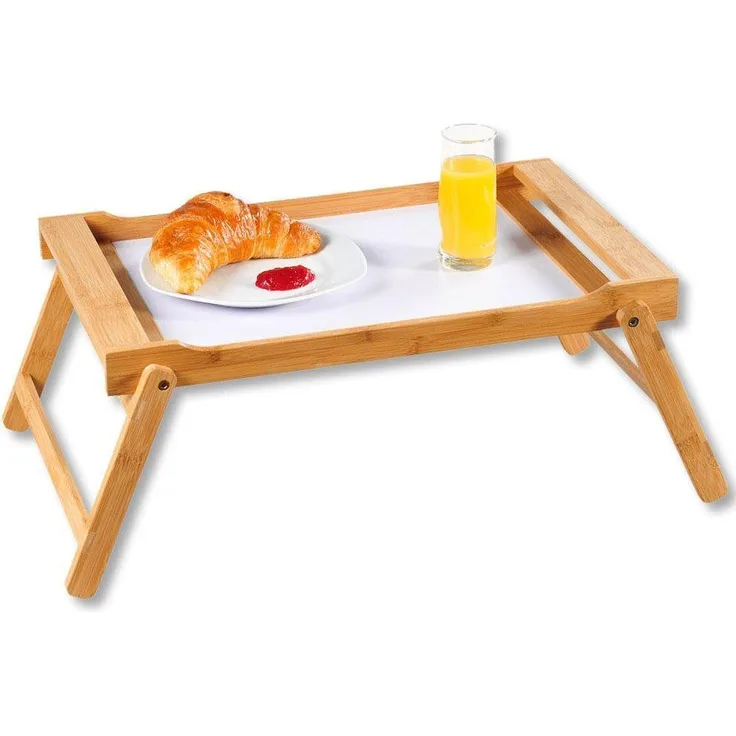 Tablett mit Klappfüßen, Klapptisch mit Bambus in , Frühstückstablett