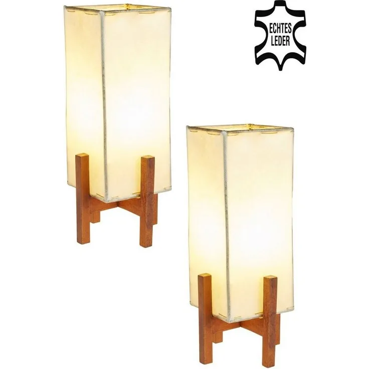 Marrakesch Orient & Mediterran Interior Nachttischlampe 2er SET Janka Natur mit dunkelbraunem Gestell, 2er SET, Handarbeit