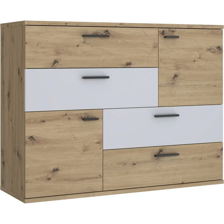 Kommode SKIVE Optik: Artisan Eiche / Secret Grey 2-trg. 4 Schubladen