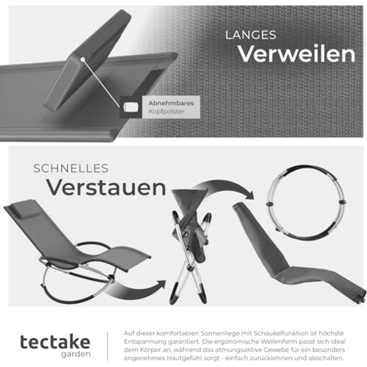 tectake Gartenliege Sonnenliege, 1, 1 St, 1tlg, mit Textilene – Bild 6