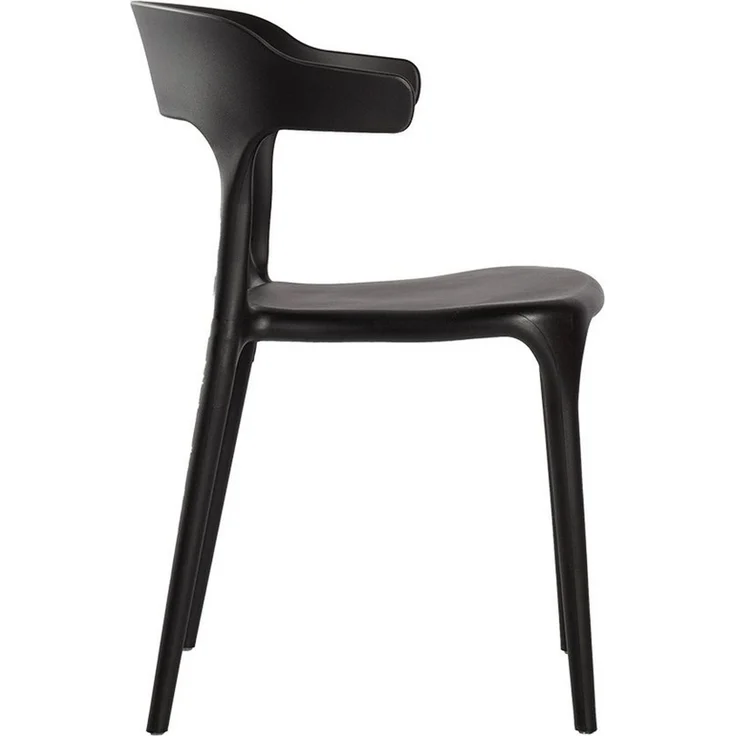 Lüllmann Besucherstuhl Stapelbarer Designstuhl mit Armlehnen, Farbe schwarz (1, 1 St), Designerstuhl aus Kunststoff, robust, pflegeleicht – Bild 4