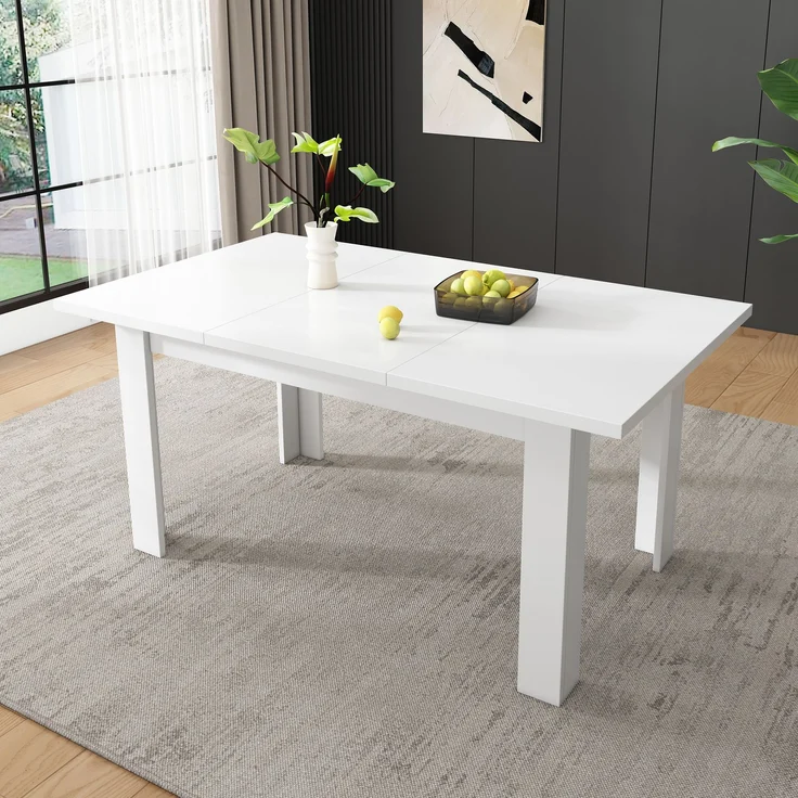Esstisch mit verstecktem Stauraumfach und klappbarer Tischplatte, 120x70x75 cm, Weiß – Bild 1