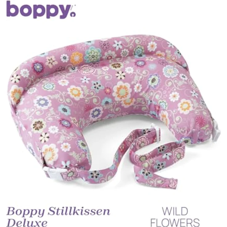 Boppy Deluxe Stillkissen, Brust und Flasche Fütterung Unterstützung, ergonomische Form mit Mutter und Baby zu unterstützen, volle Polsterung, abnehmbar und waschmaschinenfest, 0M + – Bild 2