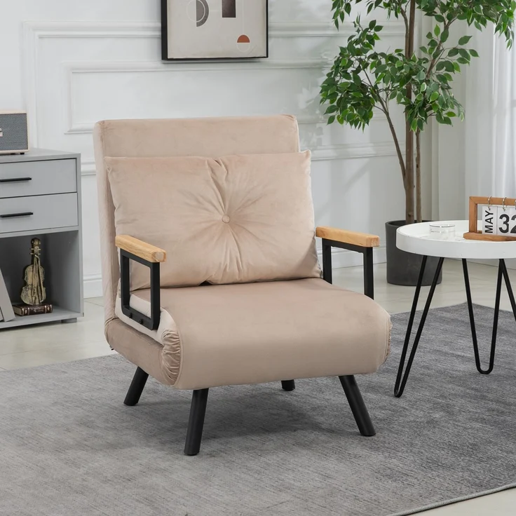 Relaxsessel im Skandidesign, Liegesessel, Lesesessel. Tinte. Kissen mit Knopfhefung, Schwarz + Natur--Beige--63x73x81cm--YOUDENOVA – Bild 9