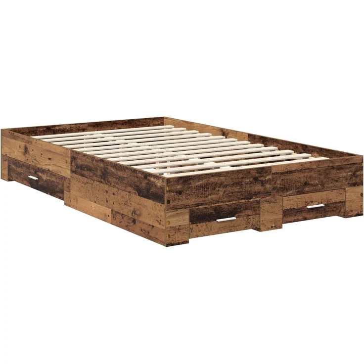 vidaXL Bettrahmen mit Kopfteil Altholz 120 x 190 cm Holzwerkstoff 3410009 – Bild 5