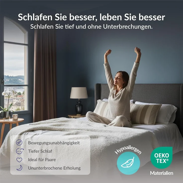 Naturalex - Matratze 135x190 cm Perfectsleep Kaltschaummatratze Härtegrad H2 - Öko-Tex Zertifiziert - Latex Blue 7 Zonen Matratze Höhe 21 cm - Made in EU – Bild 7