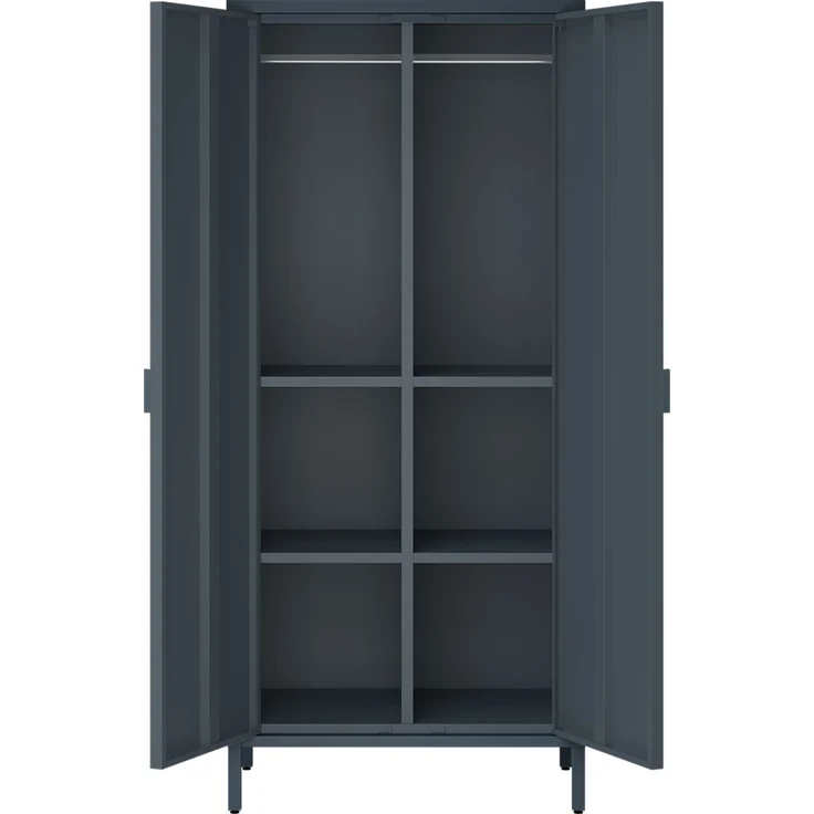 skølm 'Ituri' Kleiderschrank, Metall, 170x45x80 cm, anthrazit, Garderobe mit 4 Fächern und 2 Kleiderstangen – Bild 10