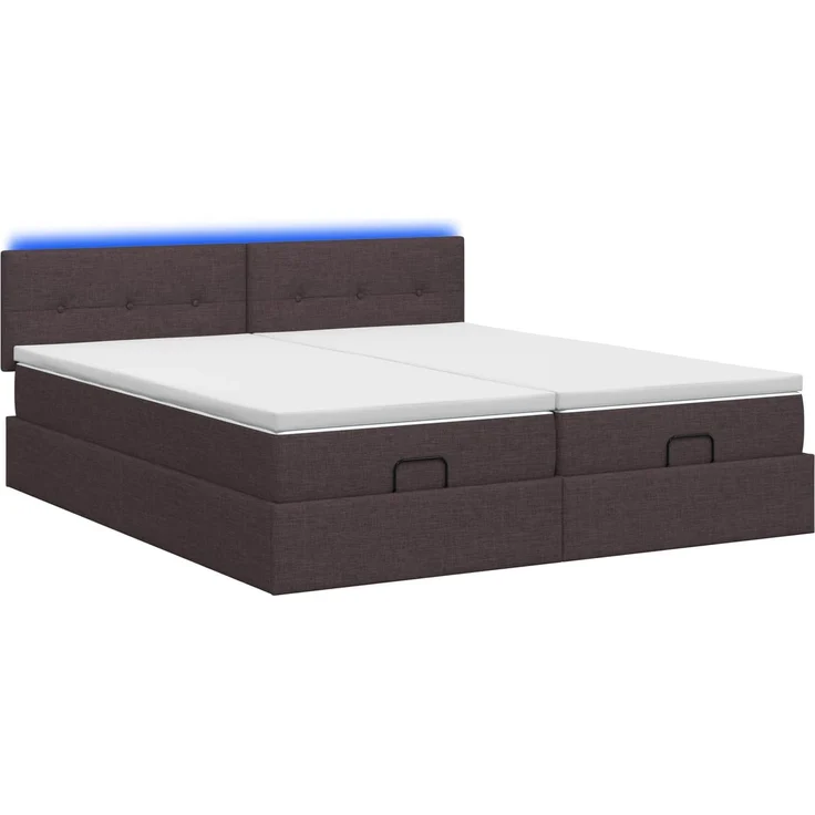 vidaXL Ottoman-Bett mit Matratze und LED Dunkelbraun 200 x 200 cm 3457283 – Bild 9