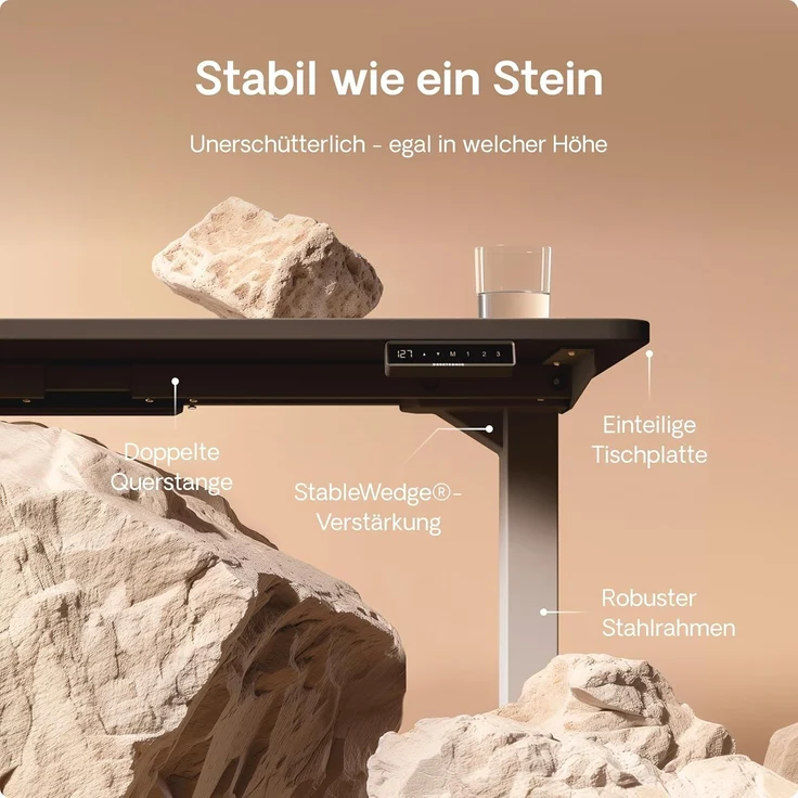 Desktronic HomePro Höhenverstellbarer Schreibtisch 120 × 60 cm – Elektrischer Schreibtisch Mit Zwei Elektrischen Motoren, Touchscreen-Steuerung und Integrierten USB-A- und USB-C-Ladeanschlüssen – Bild 4