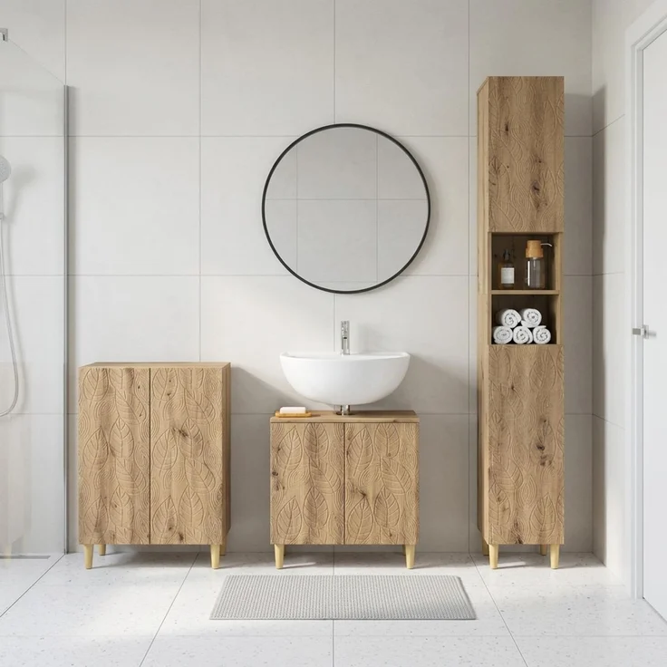 vidaXL 3-teiliges Badezimmer-Schranksystem DELFT Artisan-Eiche 3417467 – Bild 1