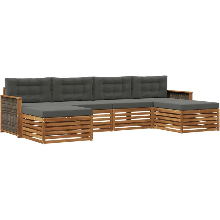 vidaXL Outdoor-Sofagarnitur 6 stk. 4-Sitzer Natur und Anthrazit 3383680 – Bild 2
