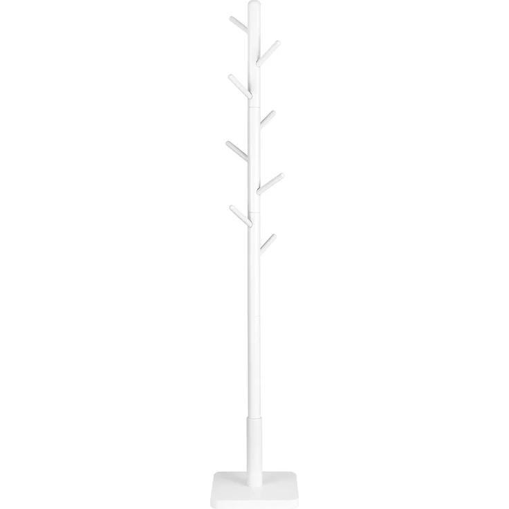 Vasagle Garderobenständer mit 8 Haken und Haltestange, Kautschukholz weiß, 175 x 30 x 30 cm – Bild 1