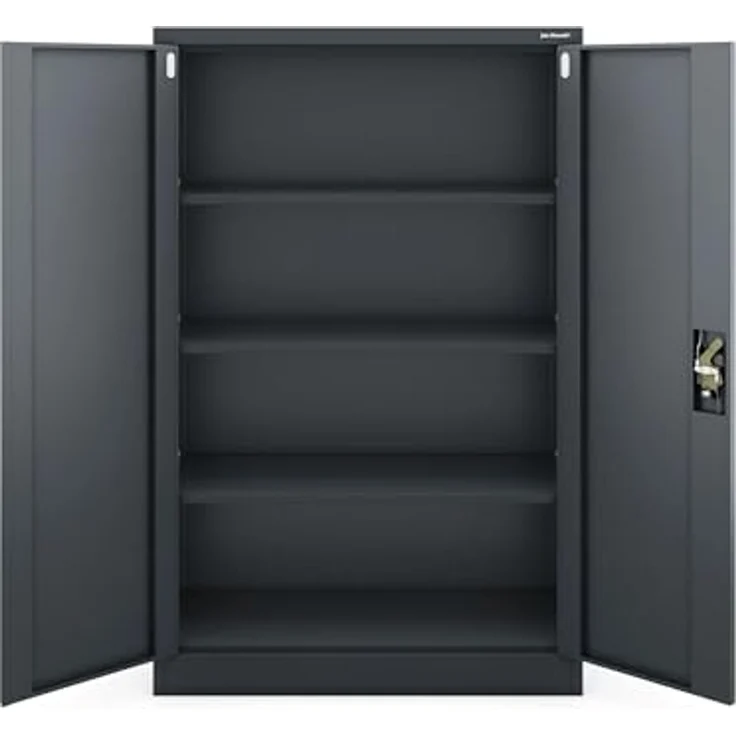 Jan Nowak Aktenschrank C001K Metallschrank Büroschrank Werkzeugschrank 3 Fachböden Stahlblech Flügeltüren Pulverbeschichtung 140 cm x 90 cm x 40 cm (Anthrazit) – Bild 6