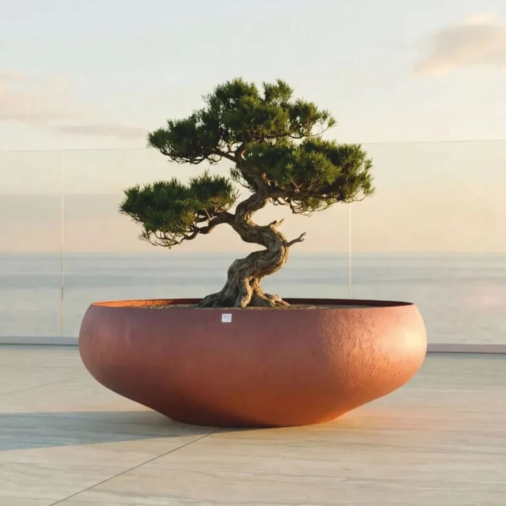 Casa Padrino Luxus Blumentopf Matt Orange Ø 94 cm - Garten & Terrassen Deko