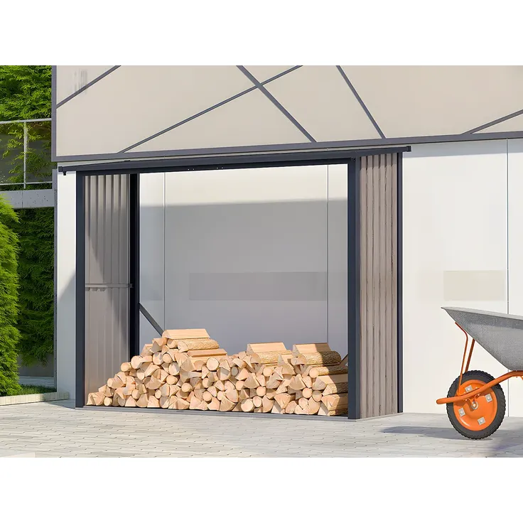 Vente-unique - WINWOOD Gartenhaus Metall GrauBraun - B 75 cm x H 190 cm x L 230 cm