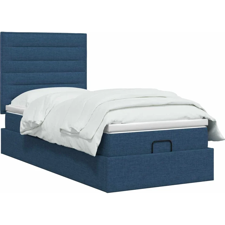 vidaXL Ottoman-Bett mit Matratze und LED Blau 100 x 200 cm Stoff 3457971 – Bild 3