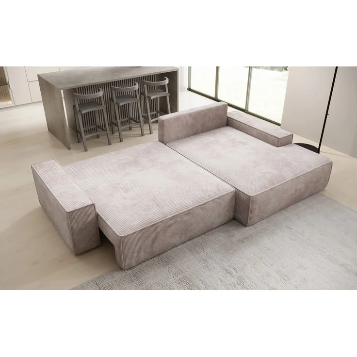 Luxusbetten24 Schlafsofa Designer Sofa Verona mit breiter Ottomane, mit Schlaffunktion und Stauraum – Bild 4