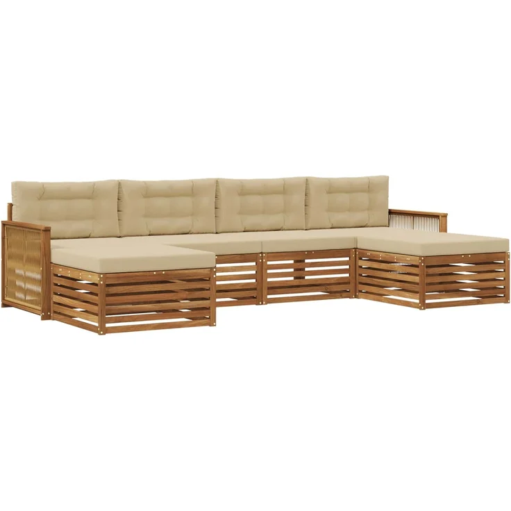 vidaXL Outdoor-Sofagarnitur 6 stk. 4-Sitzer Natur und Beige 3383691 – Bild 2