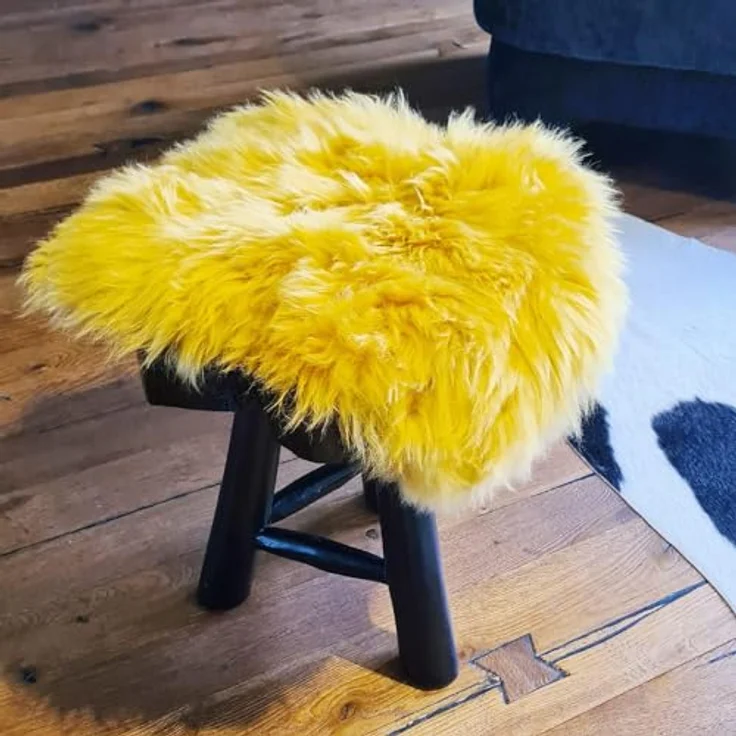 Macosa Home Fellteppich Dekofell eckig Stuhlkissen 35 cm echtes Lammfell Dekofell Sitzplaid, quadratisch, Echtes Lammfell Sitzkissen Dekofell – Bild 2