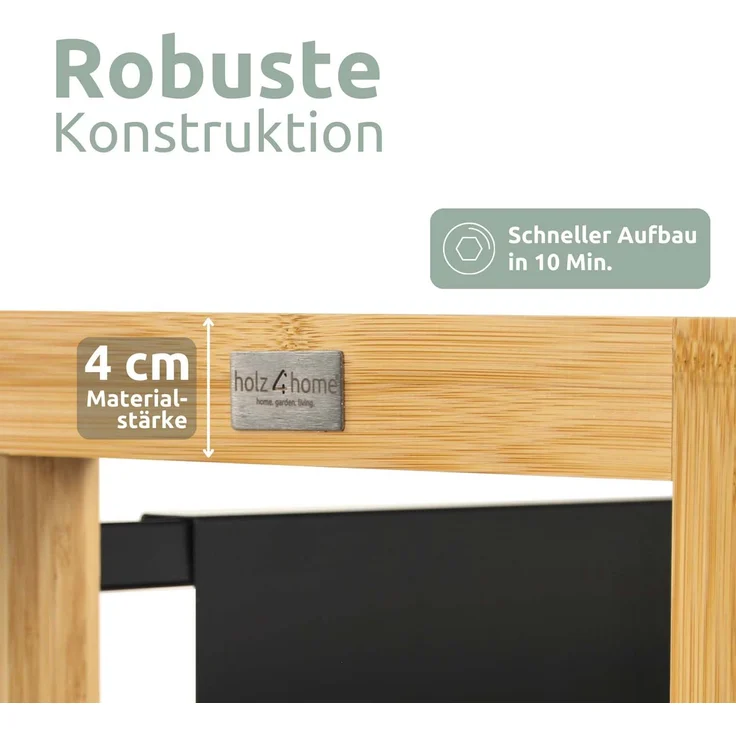 Getränkekistenregal inkl. Ablage - Bambus / Schwarz - 8 Kisten – Bild 5