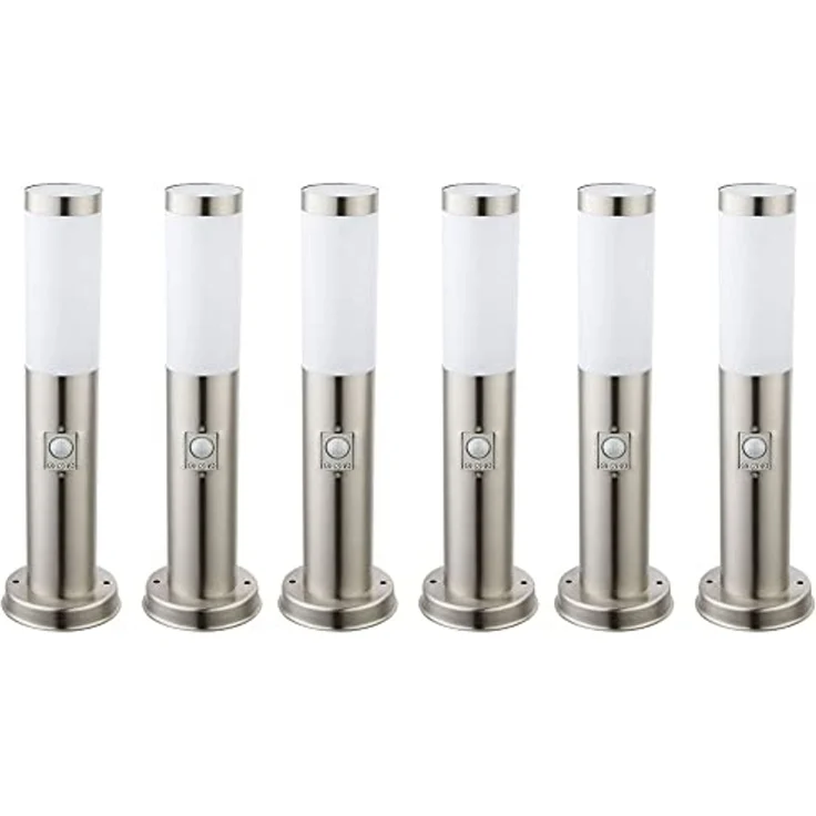 6x LED Wegelampe, Edelstahl, Bewegungsmelder, IP44, H 45cm – Bild 1