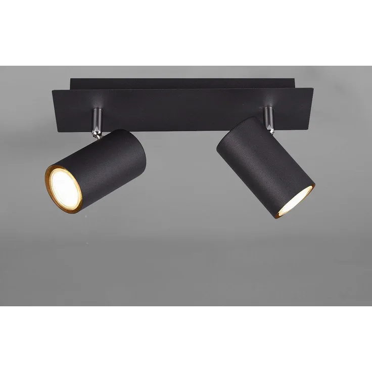 LED Deckenstrahler Metall Schwarz 2-flammig, Breite 30cm
