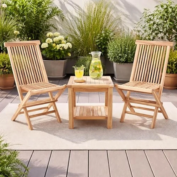 Raburg Gartentisch Beistelltisch Teakholz, 50 x 50 cm, wetterfestes Teak, langlebig, leicht & robust, UV-beständig & pflegeleicht – Bild 2