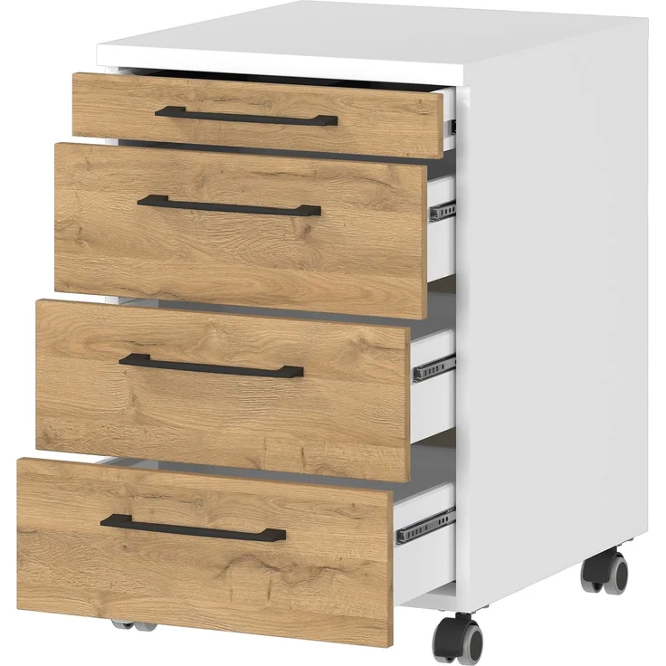 Germania GW-PROFI 3.0 Rollcontainer 4251, Weiß/Grandson-Eiche-Nb, 42 x 61 x 49 cm (BxHxT) – Bild 3