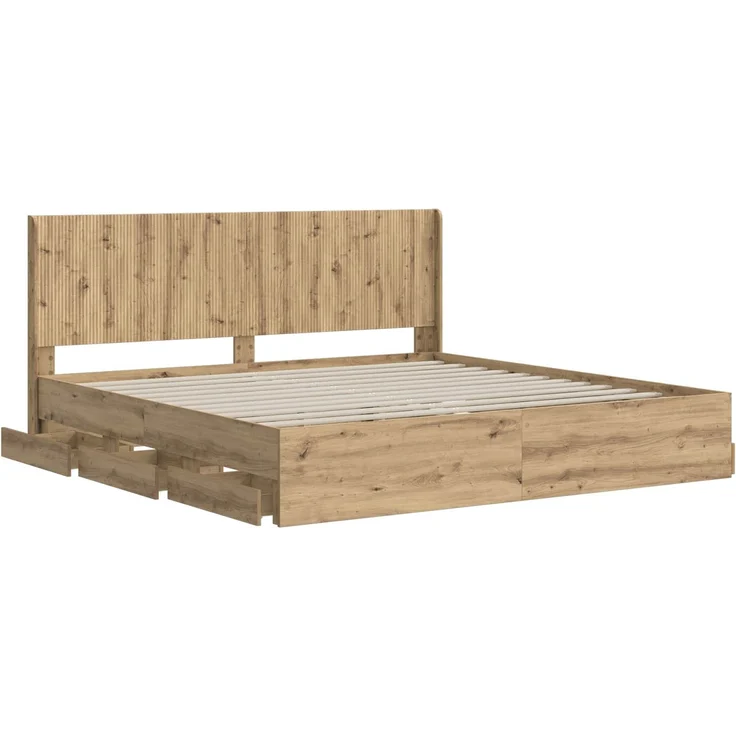 vidaXL Bettgestell mit Stauraum und Kopfteil Artisan-Eiche 3445835 – Bild 4