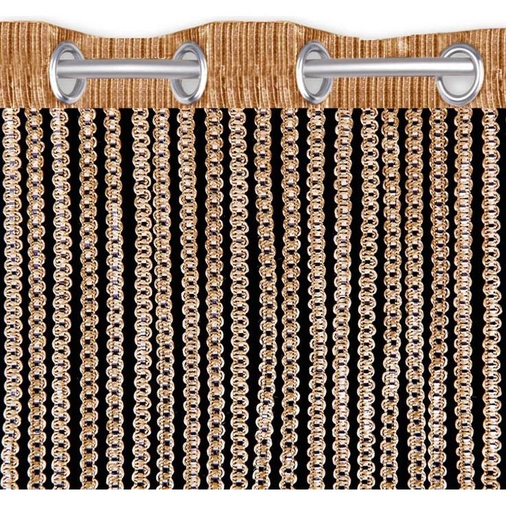 Fadenvorhang Lurex-Optik Fadengardine Türvorhang mit Ösen, trendige Dekoration in vielen verschiedenen Ausführungen erhältlich (140x250 cm / gold - gelbgold) – Bild 4
