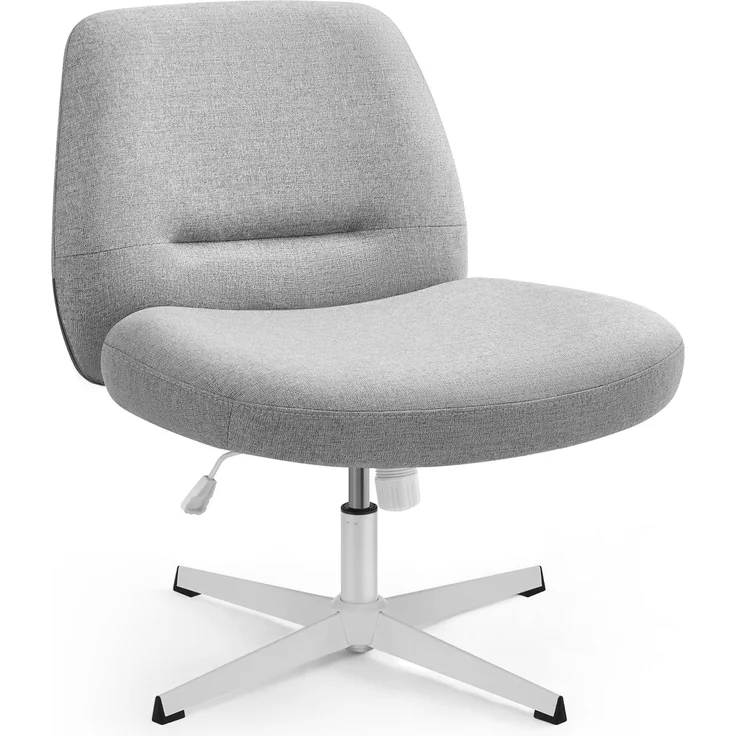 SONGMICS HOME Schneidersitz Stuhl, Schminkstuhl, Drehstuhl ohne Armlehnen, Schreibtischstuhl, breite Sitzfläche, modern, mit Kreuzfuß, höhenverstellbar, Wippfunktion, Taubengrau OBG046G01 – Bild 5