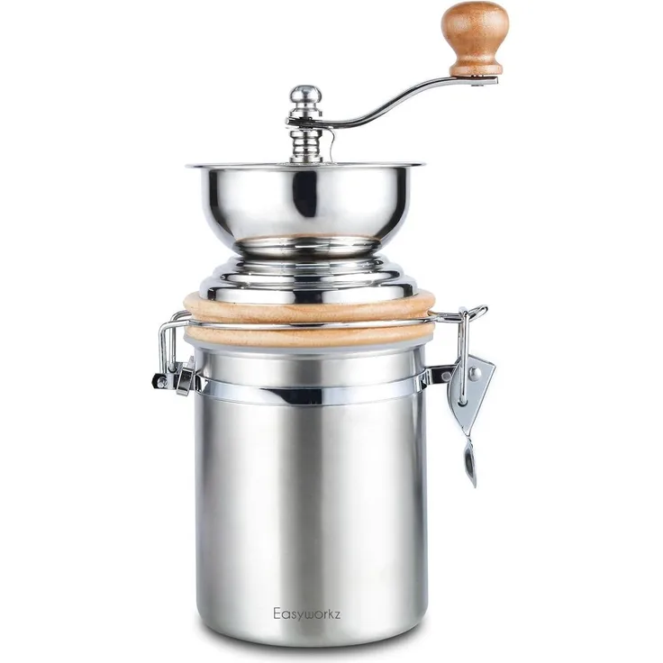 Easyworkz Manuelle Kaffeemühle Edelstahl Einstellbar Espresso Silber