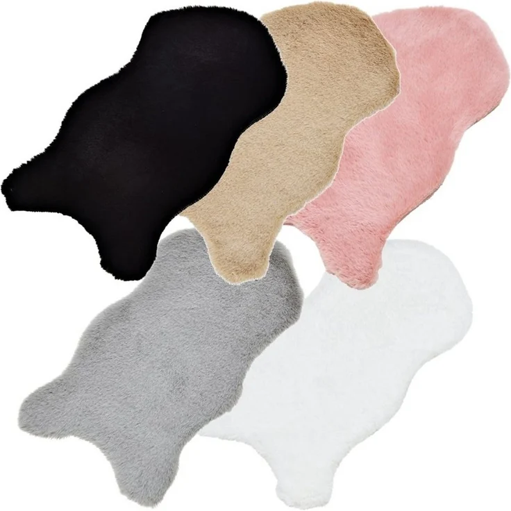 matches21 HOME & HOBBY Fellteppich Kleines kurzflor Deko-Fell als Fell-Imitat in 50 x 25 cm grau, Höhe: 20 mm, Flauschiges Kunstfell als Fell-Teppich Stuhl-Überwurf Sitzauflage – Bild 2