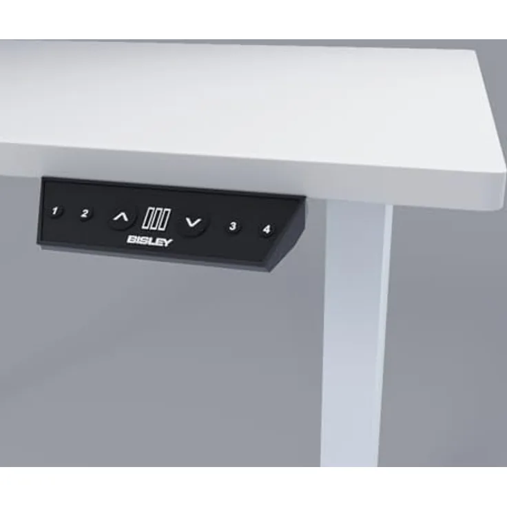 Bisley E-StarterTech, 2 Säulen, Maße Säule 45x75/50x80 mm, MFC Tischplatte, hochwertig und langlebig, Maße: H 25 x B 1600 x T 600 mm, Farbe: Gestell 396 weiß Platte 007 lichtgrau