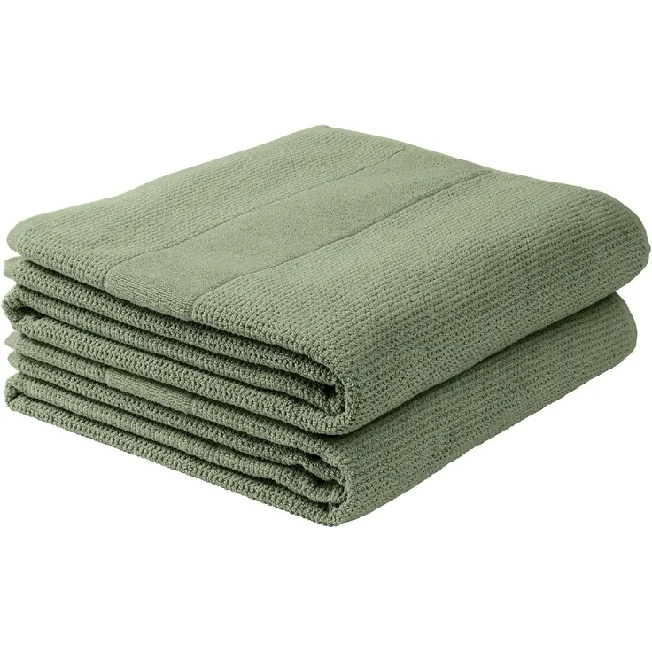 Schiesser Duschtücher Turin im 2er Set aus 100% Baumwolle, nachhaltig und fair produziert, Farbe:Salbei, Größe:70x140 cm