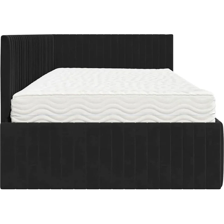 vidaXL Eckbettgestell mit Matratze mit Kopfteil 2 pcs Schwarz Samt 3393823 – Bild 8