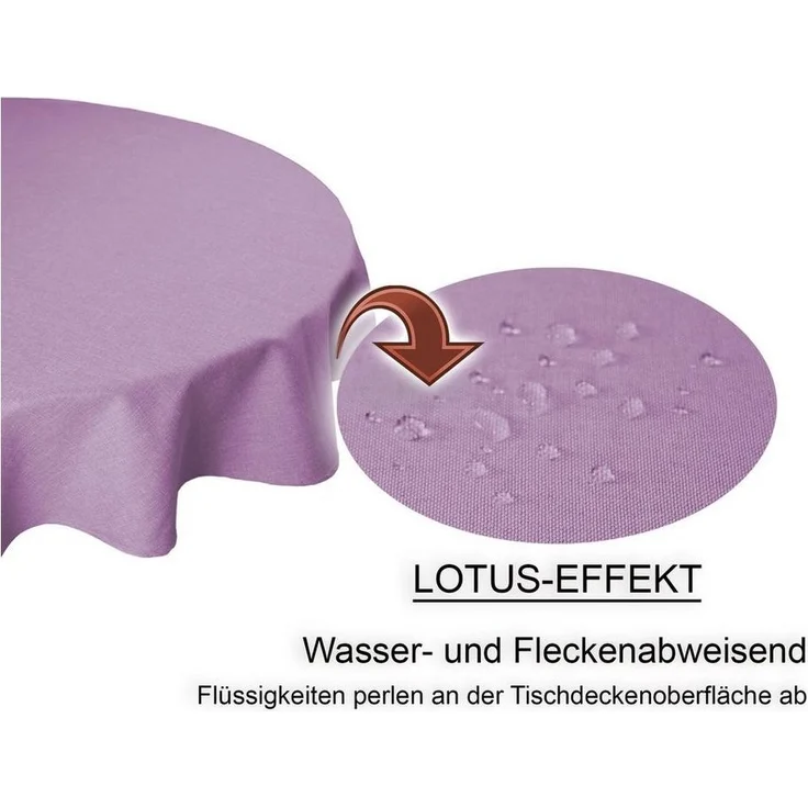 Haus und Deko Tischdecke Tischdecke rund 160 cm Ø beschichtet Leinenoptik wasserabweisend Lotus (1-tlg) – Bild 2