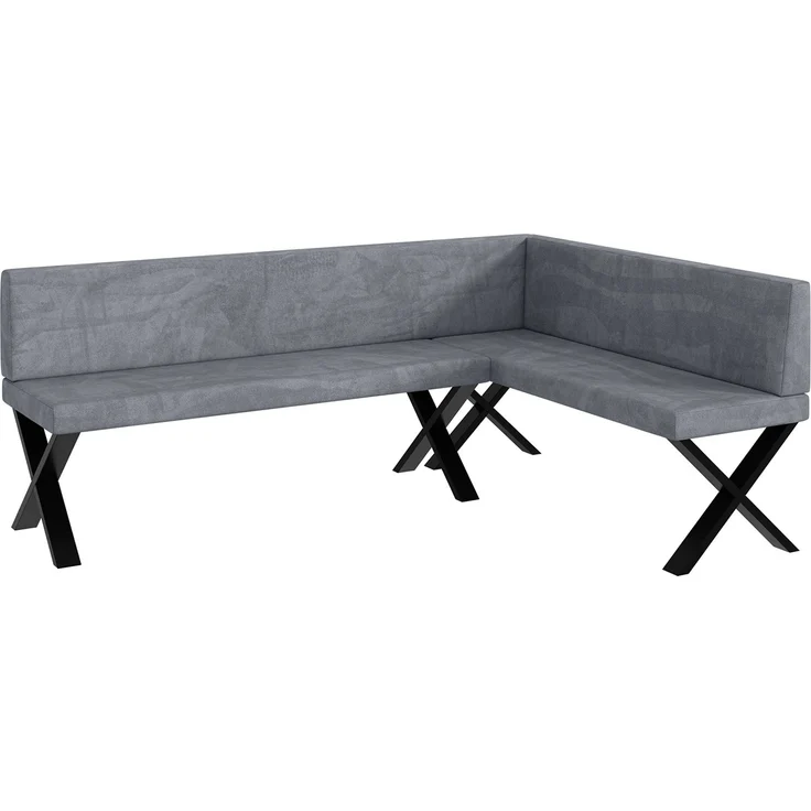 MEBLINI Eckbank für Esszimmer - Küchenbank - Essecke - Sitzecke Küche - TONI - X-Beine 142x196x87cm Rechts - Grau Samt – Bild 1