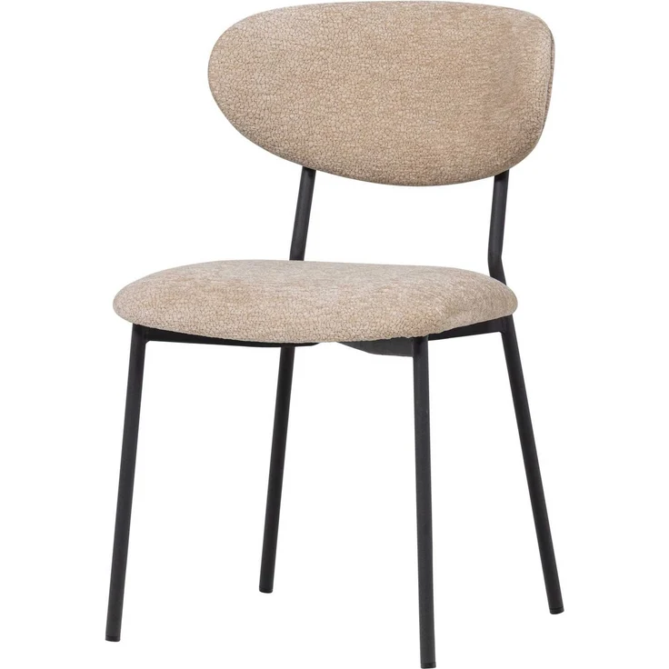 Esszimmerstuhl Kjeld 2er-Set aus Chenille, modern mit Metallgestell, natur, weich gepolstert – Bild 2