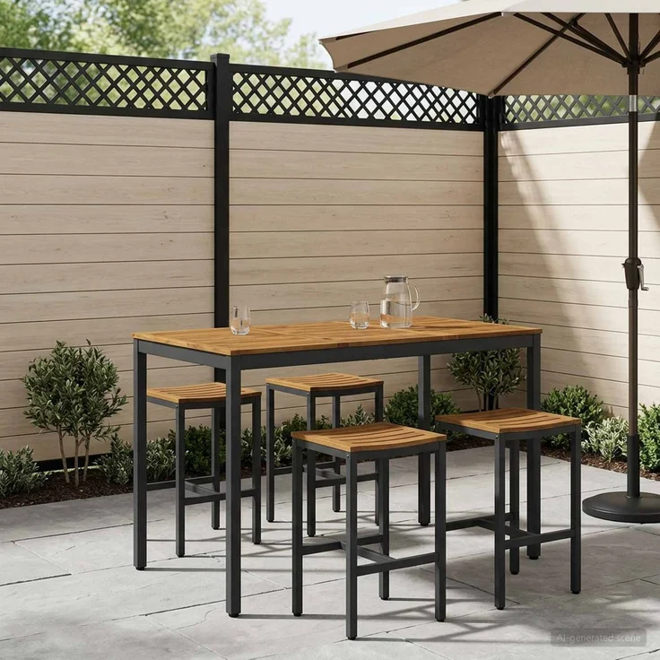 vidaXL Gartenbar-Tisch NAARDEN Natürlich und Schwarz 901346 – Bild 1