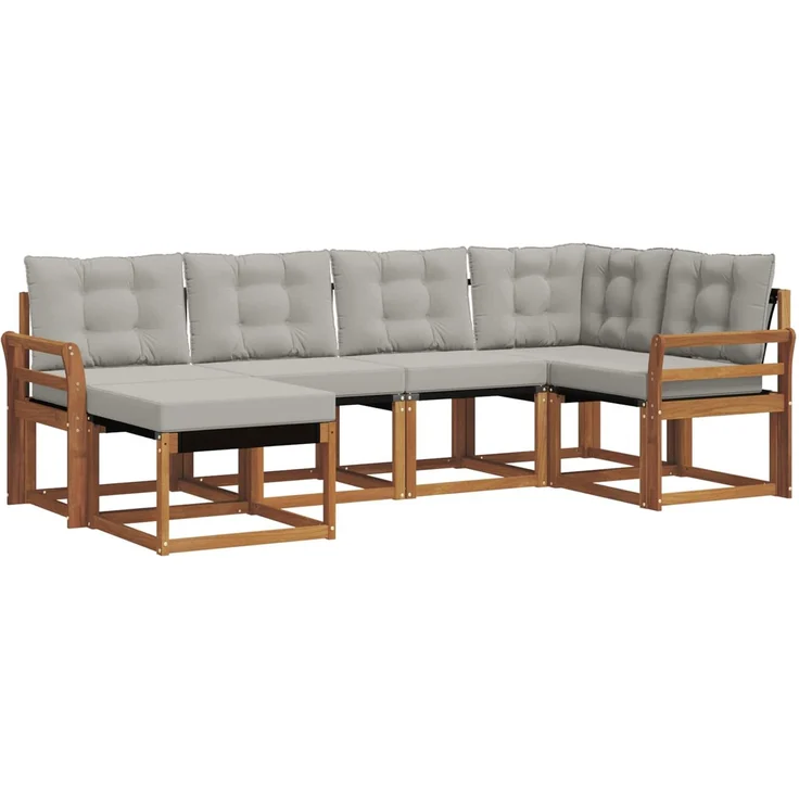 vidaXL Outdoor-Sofagarnitur 6 stk. 6-Sitzer Natur und Hellgrau 3368834 – Bild 2