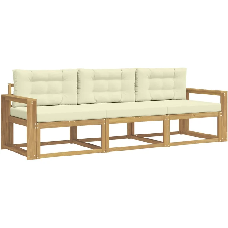 vidaXL Outdoor-Sofagarnitur 3 stk. Weiß und Creme Polyester 3385994 – Bild 2