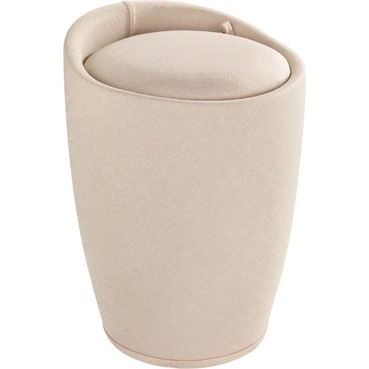 WENKO CANDY Badhocker,Beige, Leinenoptik, mit abnehmbarem Wäschesack