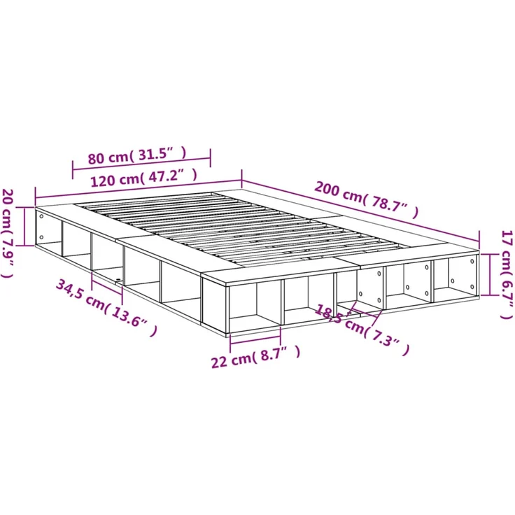 vidaXL Bettgestell Weiß 120x200 cm Holzwerkstoff 3280482 – Bild 10