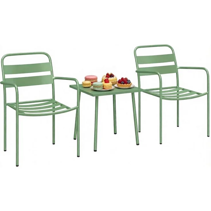 Moderner Gartenmöbel-Set,Outdoor-Sitzgruppe mit zwei Armlehnenstühlen und quadratischem Tisch,Kompaktes Lounge-Set(nur mit 2pcs Stühle,1pcs Tabelle)--Grün--63x57x51cm--YOUDENOVA – Bild 8